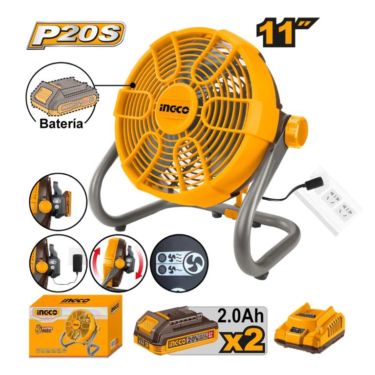 VENTILADOR INALÁMBRICO E ELÉCTRICO 20V Y 220V CFALI2002 + 2 BATERÍAS + 1 CARGADOR FBCPK2212