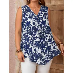 KAST PE - Blusa Casual Lola Estampado Floral Azul y Blanco - Talla M
