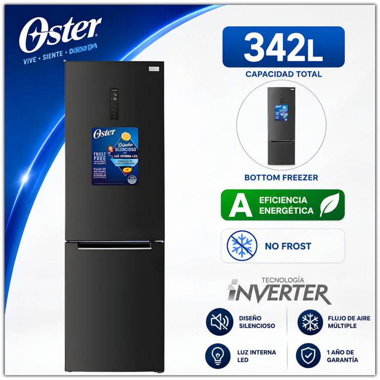 Refrigerador 342L No Frost Inverter OS-PNFC347BI Black Inox