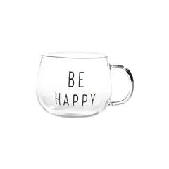 INSPIRA - Taza de Vidrio Diseño Be Happy
