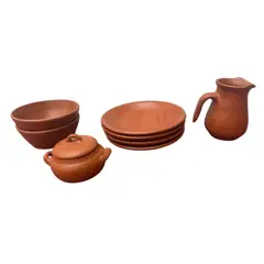 ACHALLAY ARTESANIA DE BARRO - Juego de Vajilla Barro 8 piezas