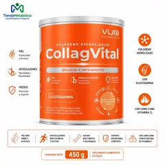 VLAB ESSENTIALS - Colágeno Hidrolizado COLLAGVITAL con Glucosamina 450 g - Soporte para Articulaciones y Movilidad