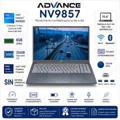 ADVANCE - Laptop NV9857 Intel Celeron N4500 8GB RAM 256GB SSD 15.6 FreeDOS Gris