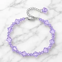 SIFRAH SHOP - Pulsera de Plata para Mujer con Cristales Bicono Violeta Aurora Boreal Ajustable Diseño Elegante