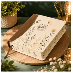 OEM - Biblia Reina-Valera 1960 Imitación Piel Floral Marrón - Letra Grande 11 Puntos