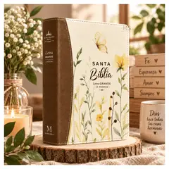 OEM - Biblia Reina - Valera 1960 Edición Fantasía Floral Marrón Letra Grande - 11 Puntos