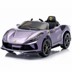 OEM - Carro Eléctrico Deportivo Estilo Ferrari F8 Edición Especial Morado - Carro a Batería Para Niños