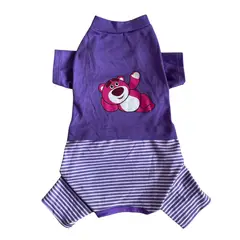 GENERICO - Abrigo - Pijama de Algodón para Perros Talla 2 Lila Oso