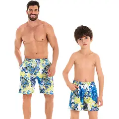 PUREPOWER - Daddy Son Matching Swim Trunks ,Modern Swimming Trunk Set with Elastic Waistband-S+152+164