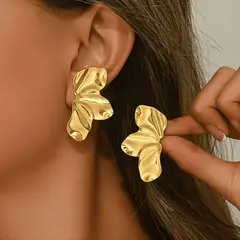 GENERICO - Aretes de acero inoxidable pétalo