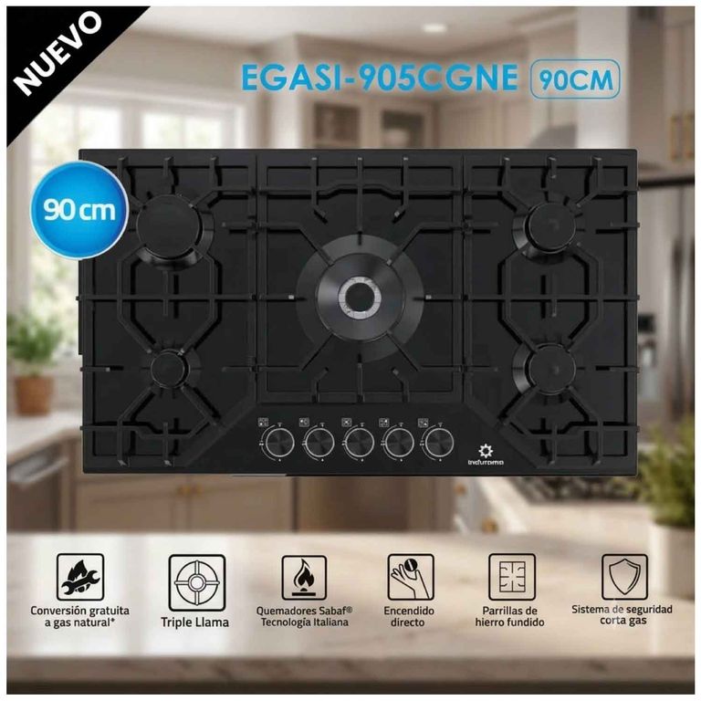 COCINA EGASI-905CGNE ENCIMERA EMPOTRABLE 5 HORNILLA