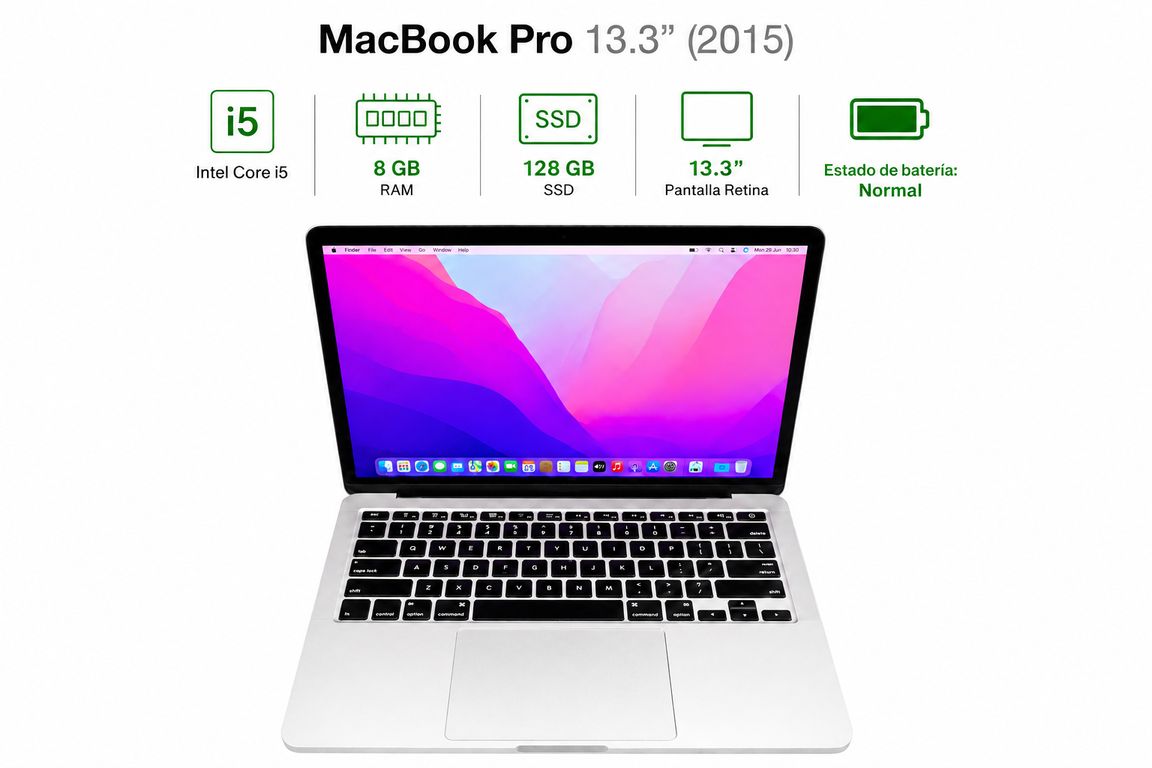 MacBook Pro Retina 2015 13.3" Core i5 8GB RAM 128GB SSD Reacondicionado Grado A