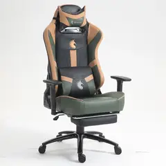 DREIZT - Silla Gamer Heroes Verde Land Premium Reclinable Con Posapies