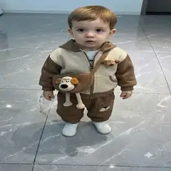 GENERICO - Conjunto de Ropa Infantil con Capucha y Diseño de Perrito para Niño 3 Piezas talla S
