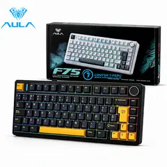 AULA - Teclado F75 RGB Inalambrico Español BLACK YELLOW - REAPER SWITCH