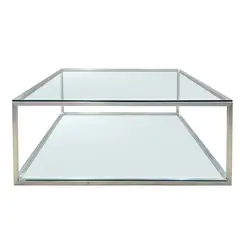 DECOR - Mesa de Centro Solari - Decorum - Acero Inoxidable y Vidrio