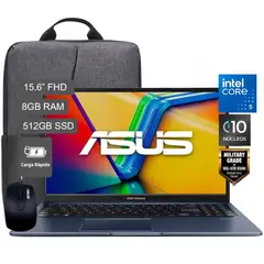 ASUS - Laptop Vivobook Intel Core 5 8GB RAM 512GB SSD 15.6FHD Win11 + Mochila + Mouse