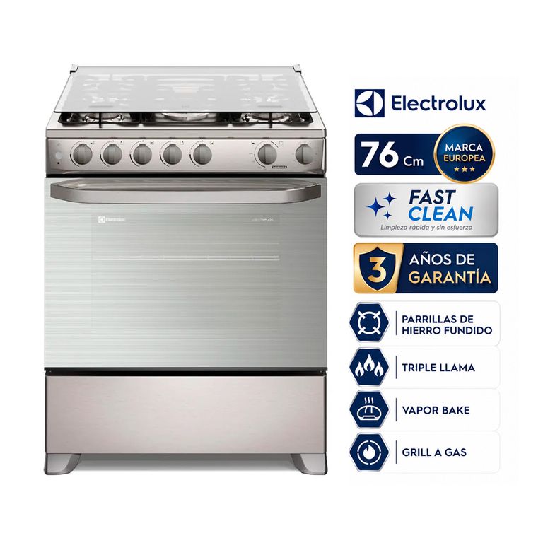 Cocina Gas 5 Hornillas VaporBake, Triple Llama, Grill 76cm FE5LMR