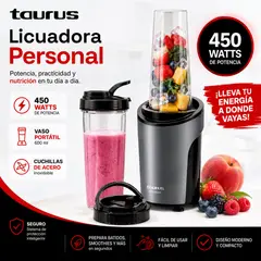 Taurus - Mini Licuadora Portatil 450 Watts 600ml Shake Away