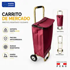 IMSARACKS - Carrito de mercado plegable - Pro con bolso color vino