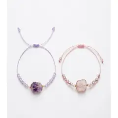 SM - Pack Dúo Pulseras Amatista y Cuarzo Rosa