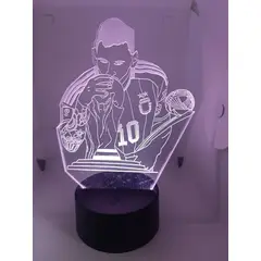 GENERICO - Lampara Acrilico Messi Copa del Mundo a Laser mas Base luz Led 7 colores