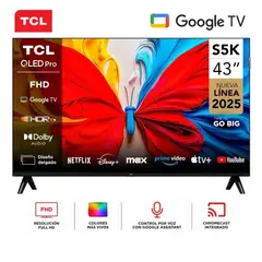 TCL - TELEVISOR QLED 43 FULL HD SMART GOOGLE TV 43S5K