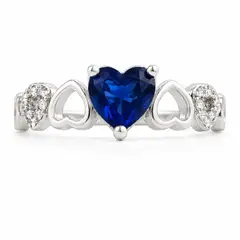 GENERICO - Anillo Corazón Zafiro de plata