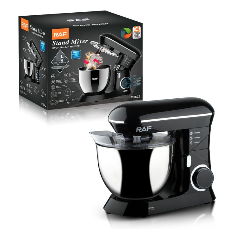 Batidora Planetaria RAF R-6602 1400W 8L Profesional con 6 Velocidades y Bowl de Acero Inoxidable