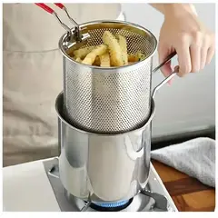 GENERICO - Olla Freidora de acero Inoxidable y filtro
