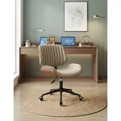 MIN CITY HOME - Silla de Escritorio Ejecutiva Nórdica con Respaldo de Madera y Tapizado Acolchado