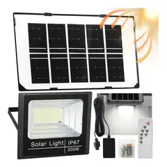 U BUY - 200w Foco Reflector Solar Exterior Color Negro Luz Blanco Fr