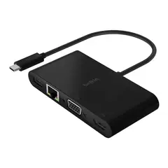 BELKIN - Adaptador Usb-C A Vga/Hdmi Con Net 1Gbe - Carga Y Multimedia, Ideal Para Proyector