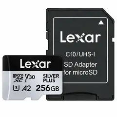 LEXAR - Memoria Micro Sd Silver Plus 256Gb Uhs V30 A2 205 Mb/s Para Dones y Camra de Accion