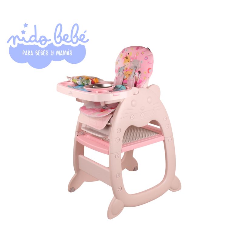 Silla Carpeta De Comer de bebé modelo color rosado