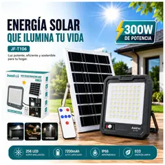 SEISA - Reflector Solar Luz LED Exterior 300W con Control y Sensor de Movimiento, 7200mAh para Jardines