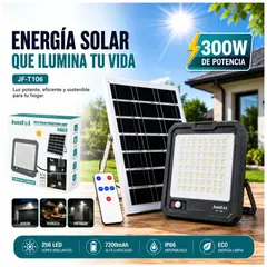 SEISA - Reflector Solar Luz LED Exterior 300W con Control y Sensor de Movimiento, 7200mAh para Jardines
