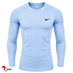 NO LOGO - Polo Deportivo De Lycra Manga Larga - Calentador Deportivo - Celeste
