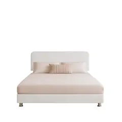 MUEBLES MODENZA - Cama Tapizada Valencia - 1.5 Plz - Blanco Ivory