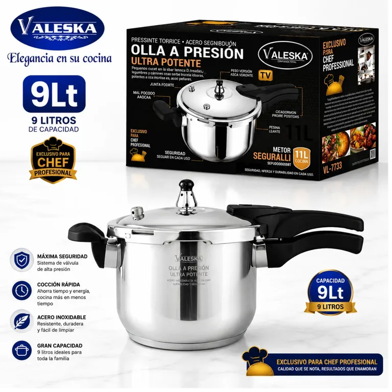 Olla a presión de acero inoxidable 9 litros