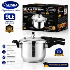 Valeska - Olla a presión de acero inoxidable 9 litros