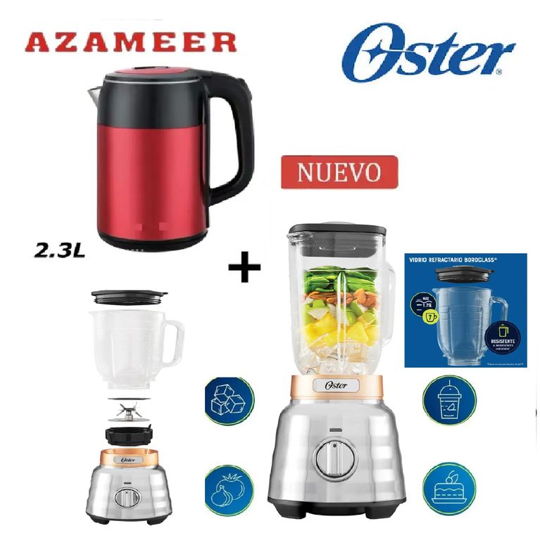 Nueva Licuadora Cromada 1100 Wats Pro Max -Hervidor 2.3LR