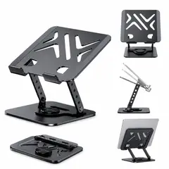GENERICO - Soporte Plegable Metálico para Laptop y Tablet Aldeepo AD-MS171 Giratorio 360°