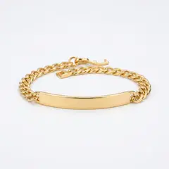 GENERICO - ​Pulsera Esclava de Cadena Grumet Bañada en Oro para HombreMujer Placa Grabable