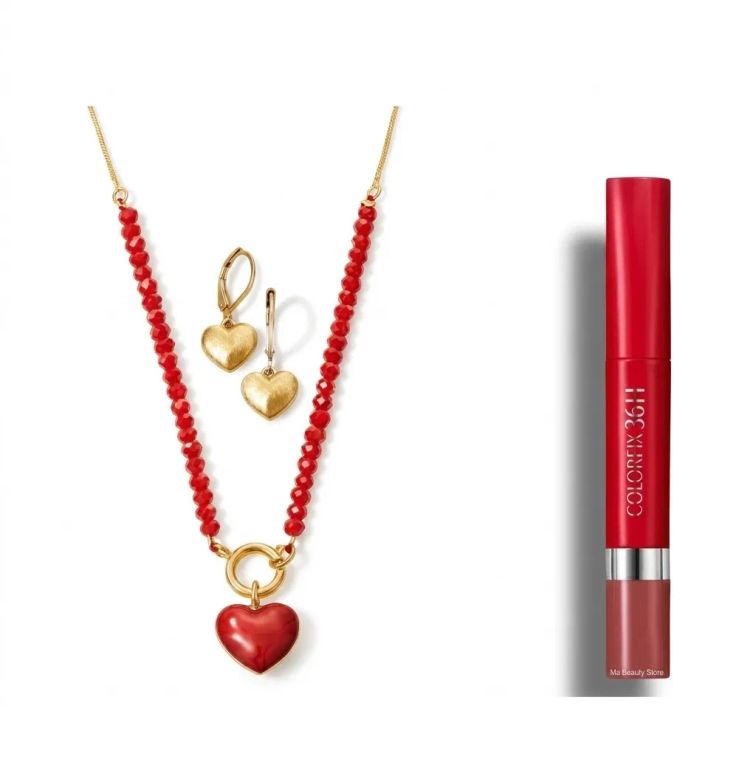 SET ROMANTIC RED GLAM + LABIAL