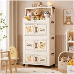 GENERICO - Armario Organizador de Juguetes Infantil Multifuncional Plegable 104x60x29cm