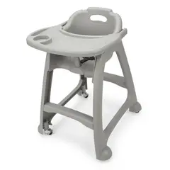 GENERICO - SILLA BEBE PARA RESTAURANT CON MESA Y RUEDAS GRIS