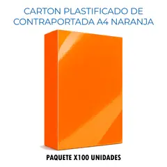 GENERICO - Carton Plastificado de Contraportada para Espiraladora Naranja x100