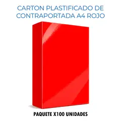 GENERICO - Carton Plastificado de Contraportada para Espiraladora Rojo x100