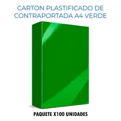 GENERICO - Carton Plastificado de Contraportada para Espiraladora Verde x100